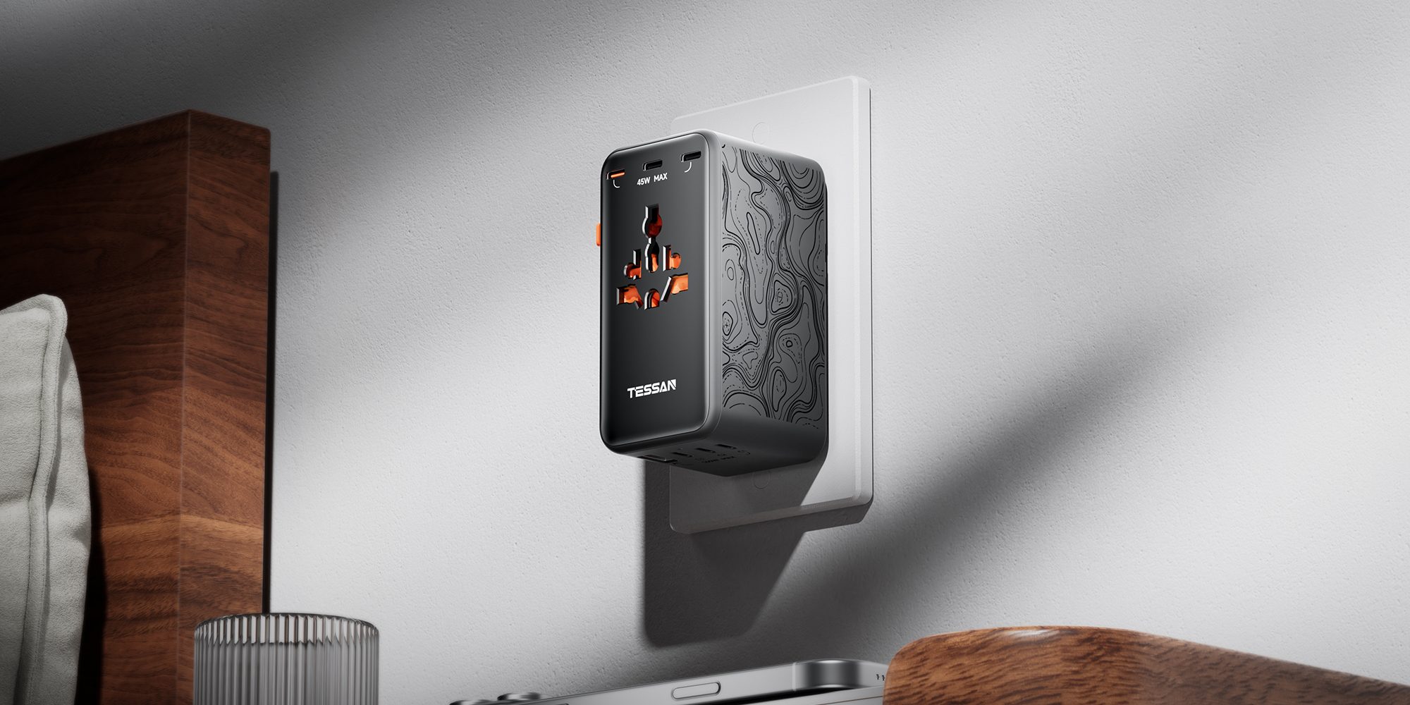 A black box on a white wall