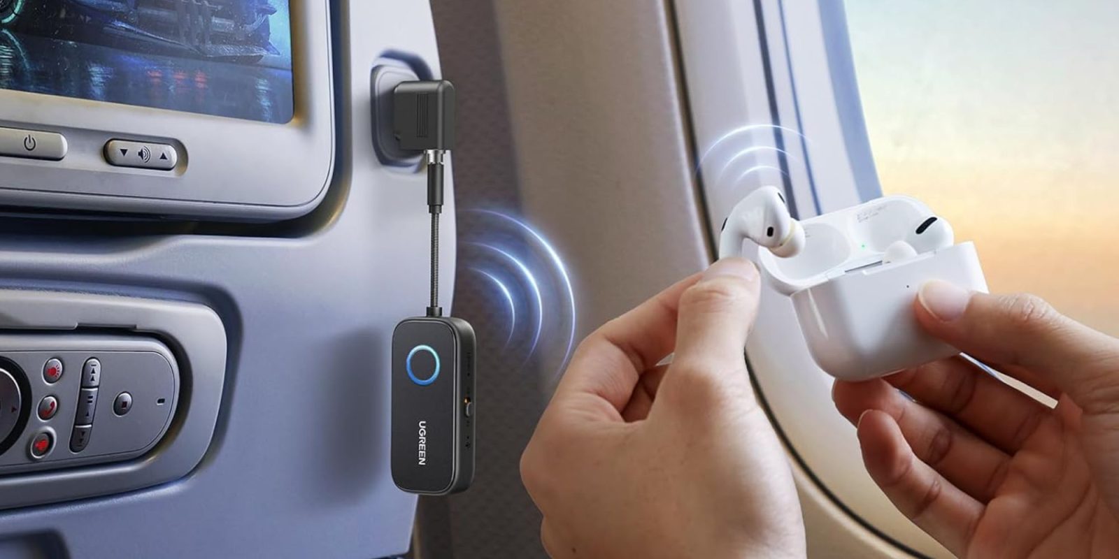 A person holding a pair of AirPods.