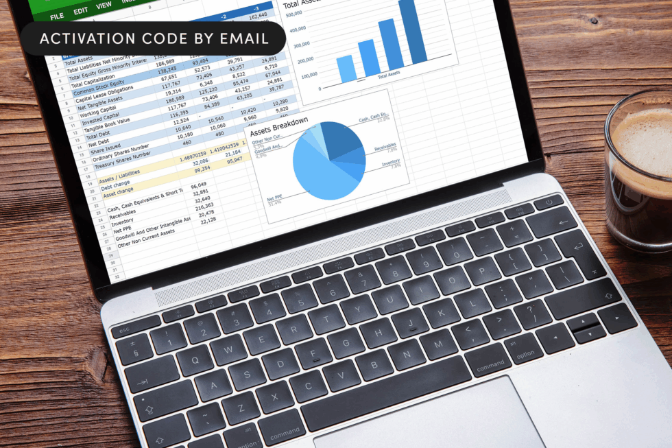 A laptop with a graph on the screen