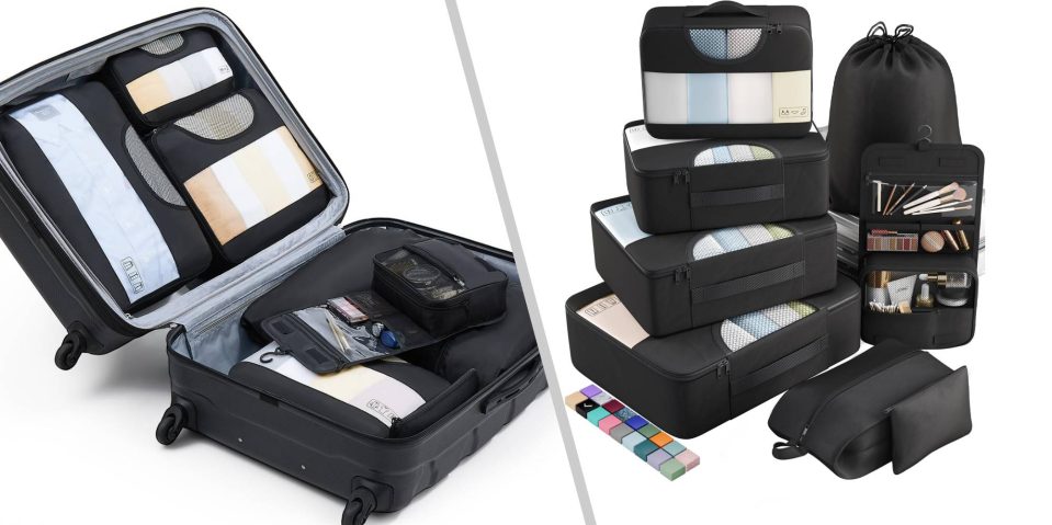 A collage of a suitcase