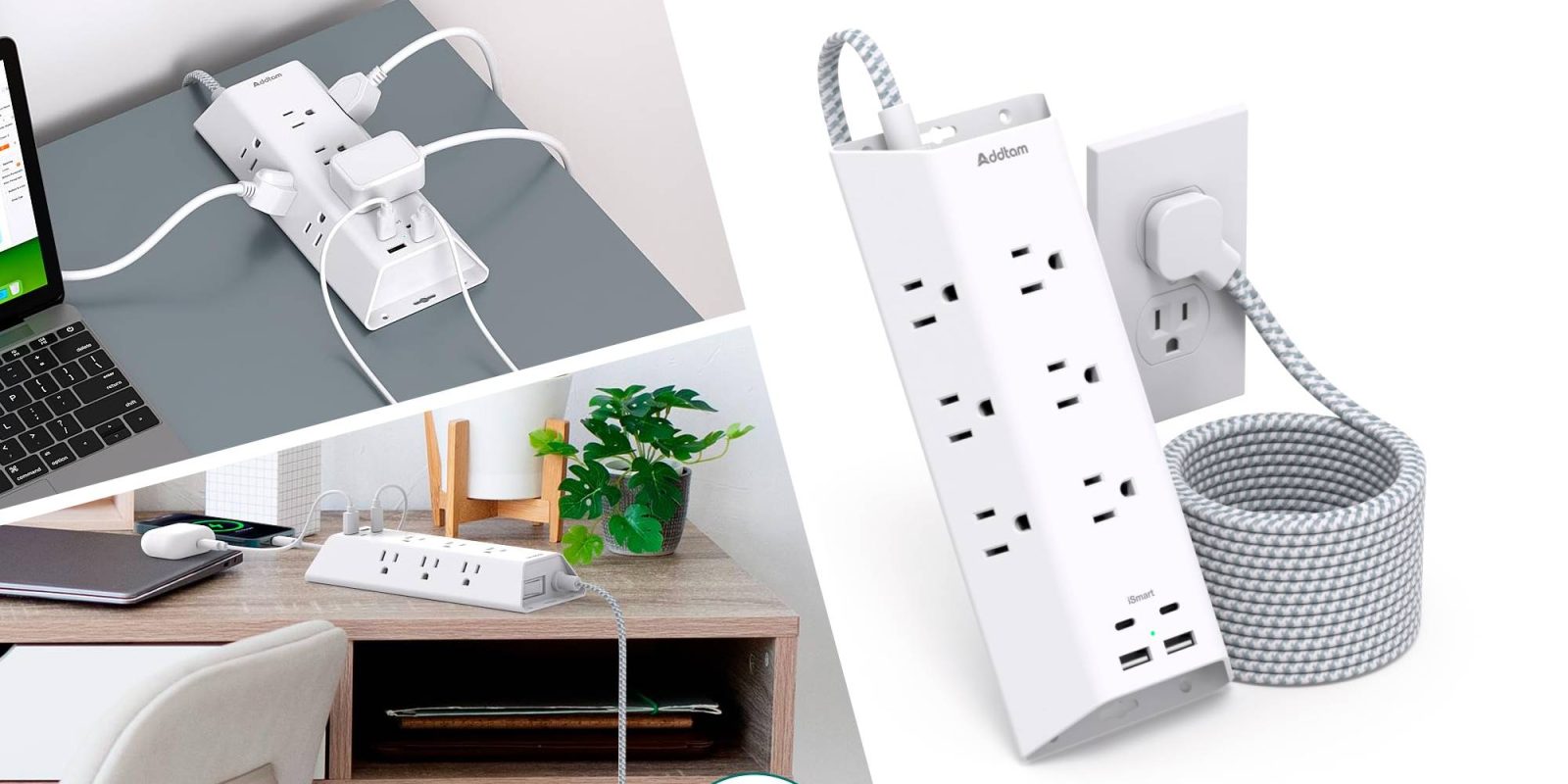 A white electrical outlet with multiple outlets