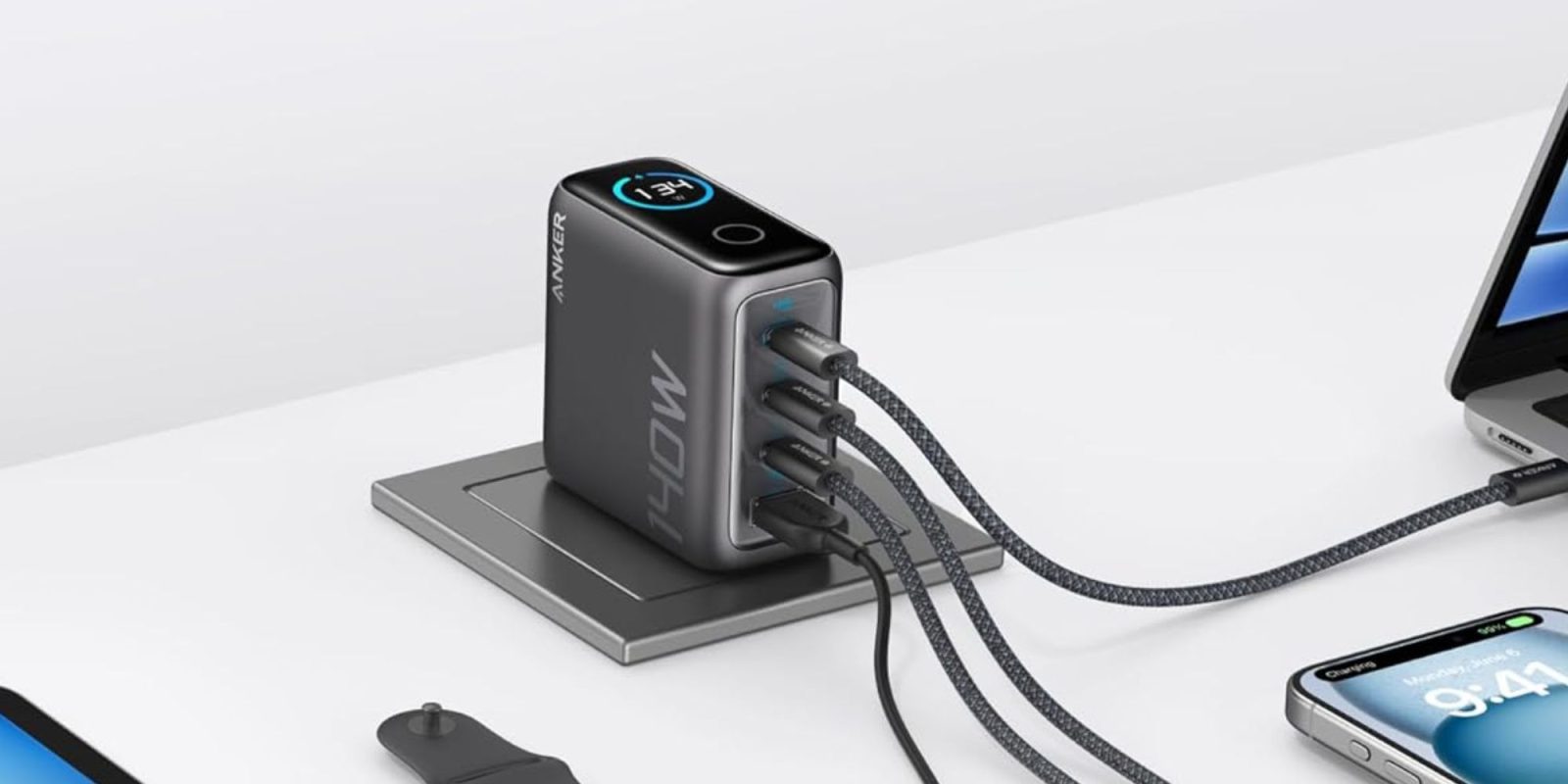 Image showing a render of Anker's 140W laptop charger.