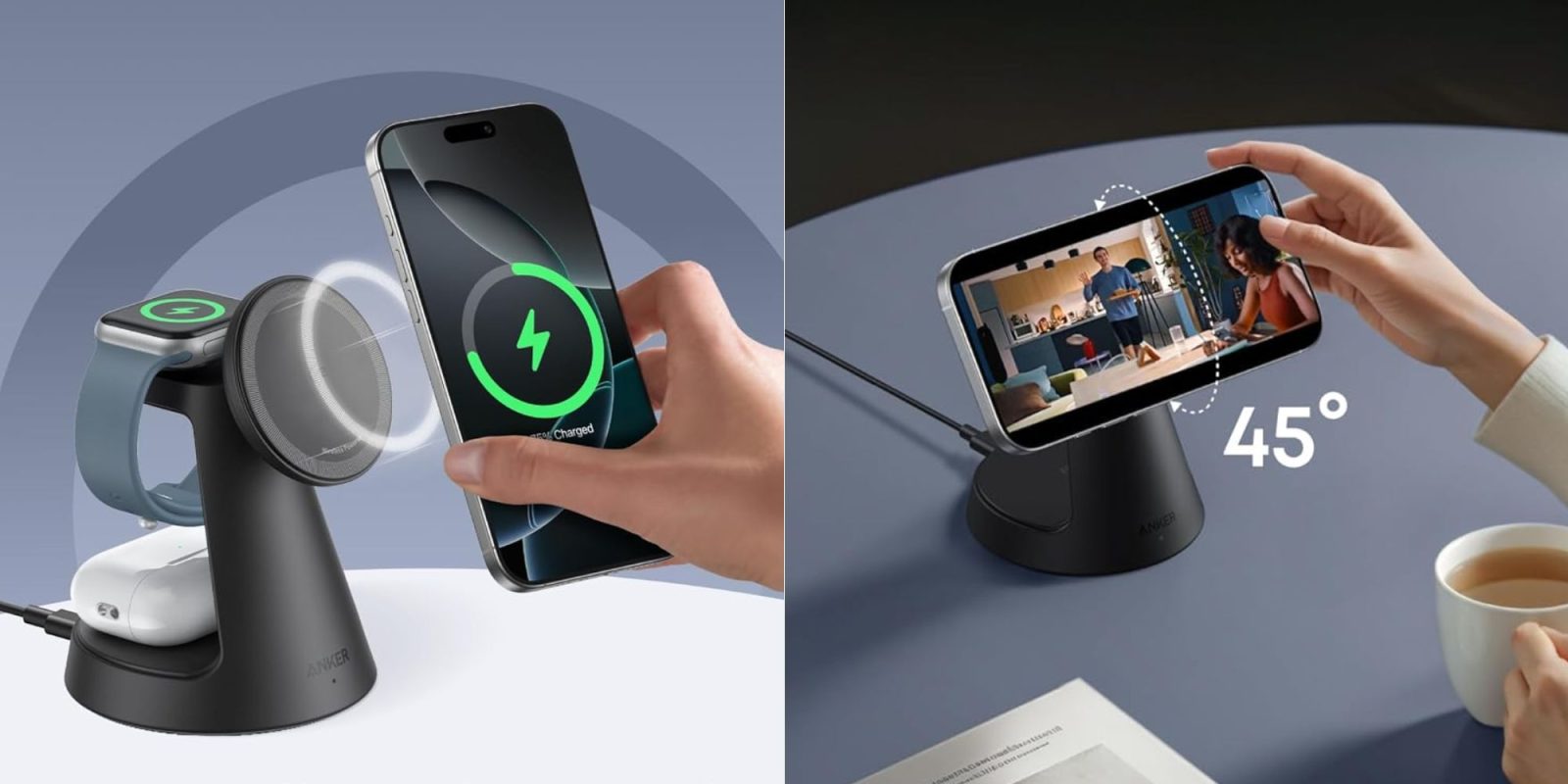 Image showing renders of Anker's 3-in-1 Qi2 15W charging station.