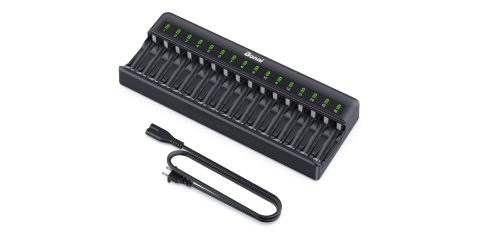 A black charger with green lights