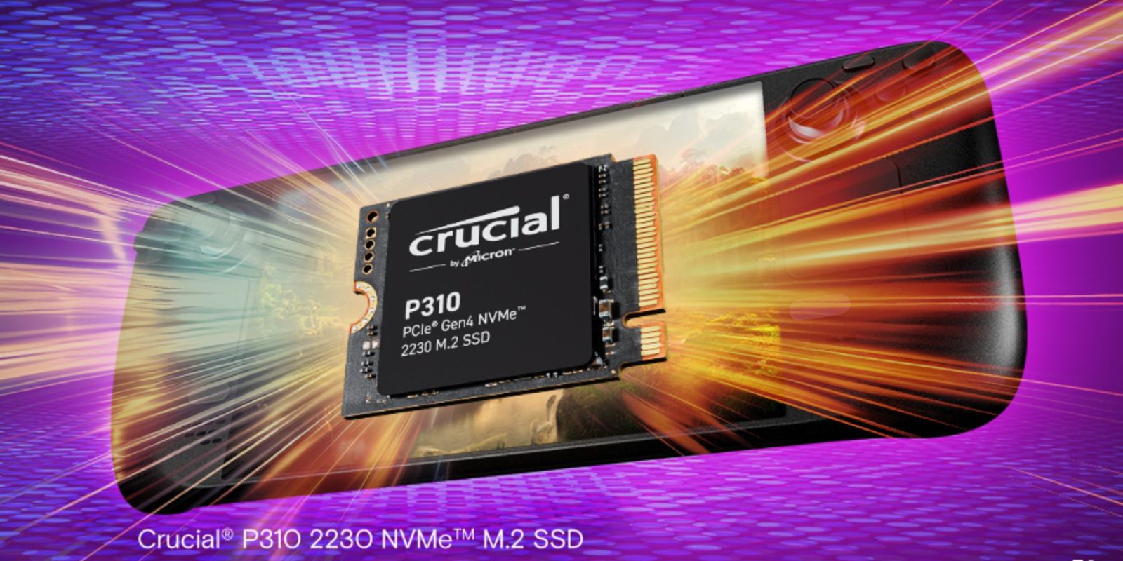 Image showing a render of Crucial's P310 2230 Gen 4 SSD.
