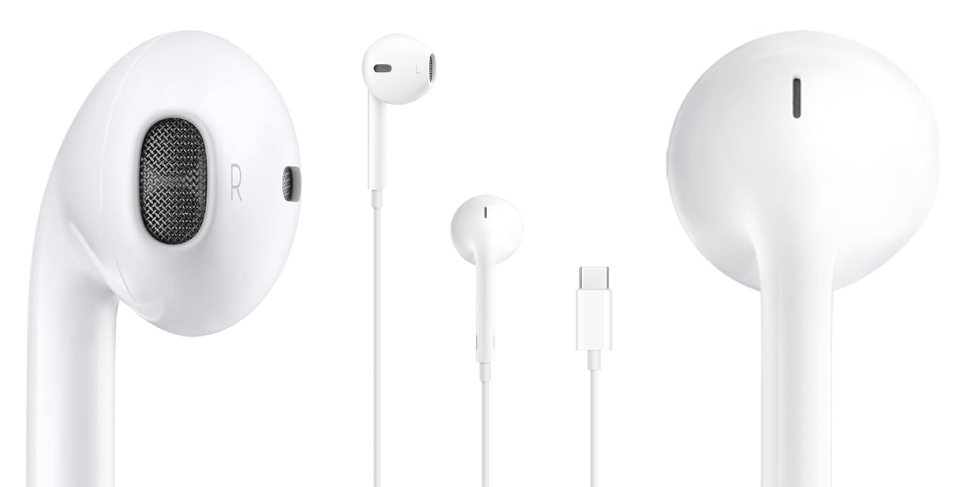 A white earphones with a cable