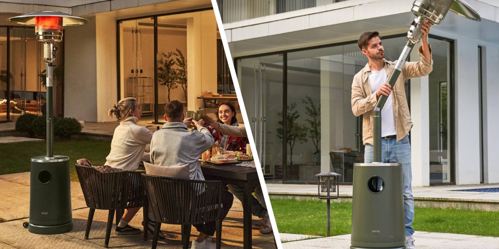 A collage of people around a table