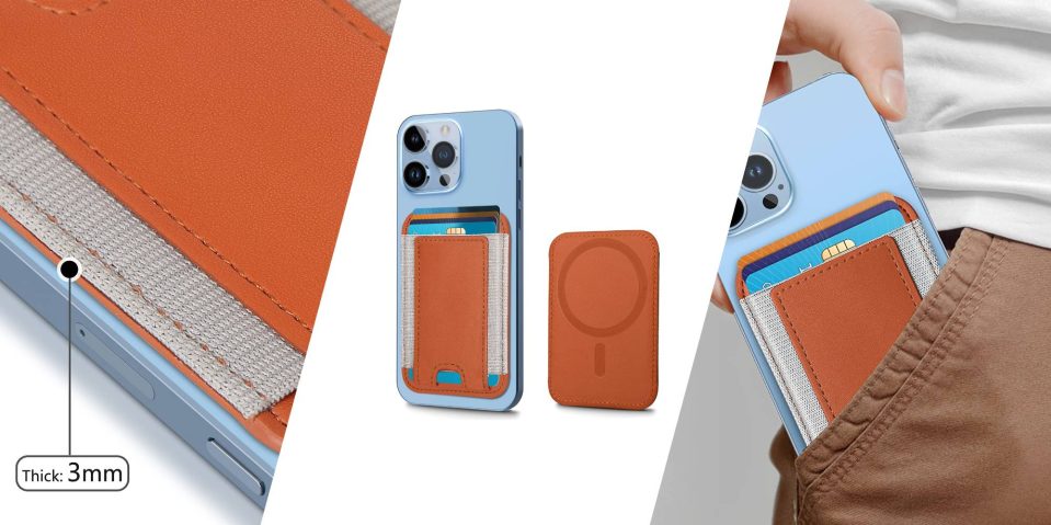 A cell phone with a leather case