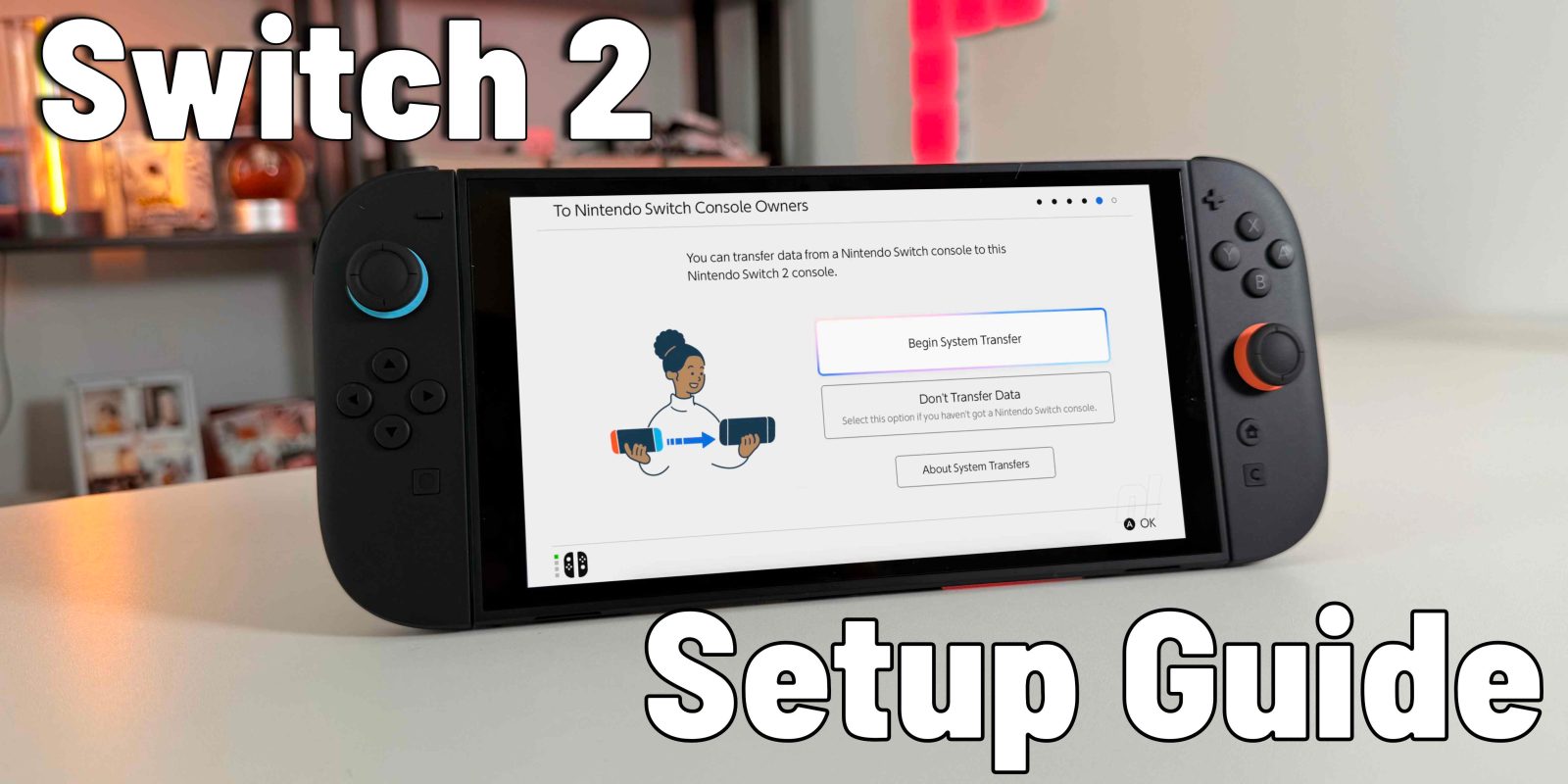 A video game console with a screen