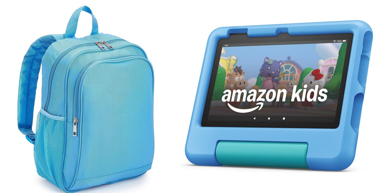 A blue case and a tablet