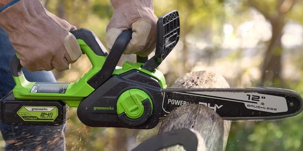 A person using a chainsaw