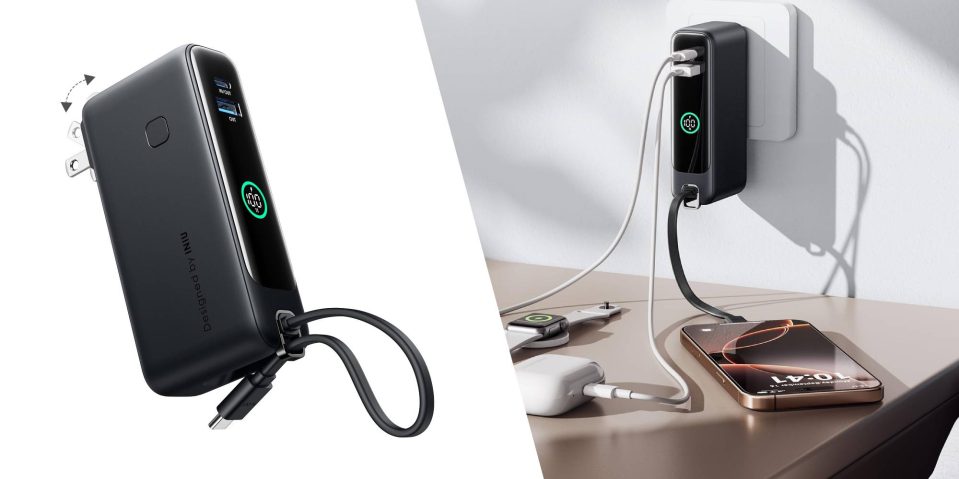 A phone charging station with a cord attached to it