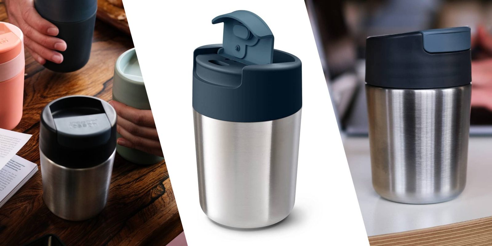 A collage of a coffee mug