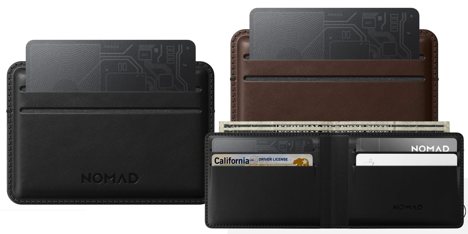 A group of wallets with cards in them