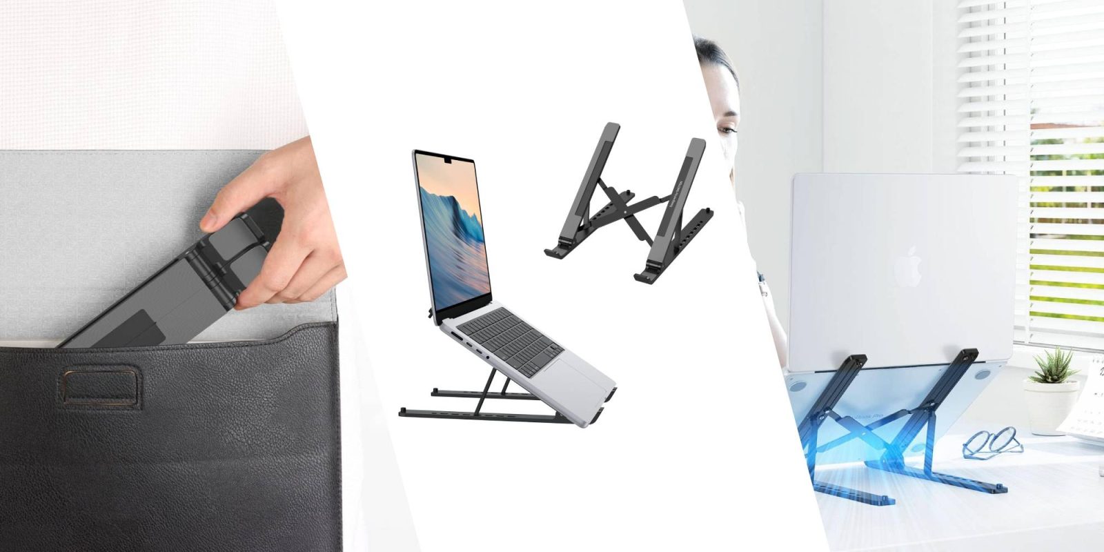A collage of laptops and a laptop stand