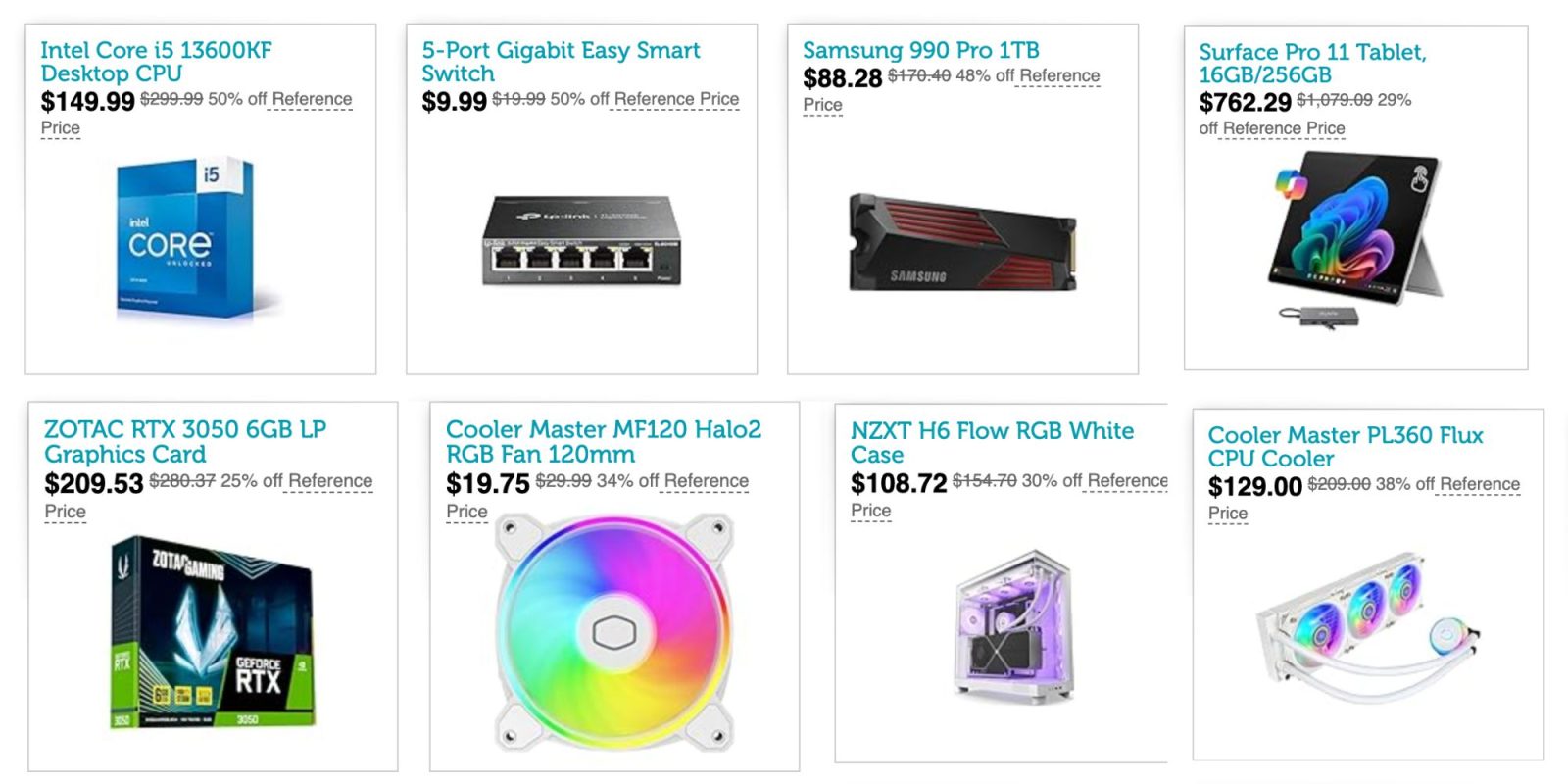 Image showing listings from Woot's PC gear sale.