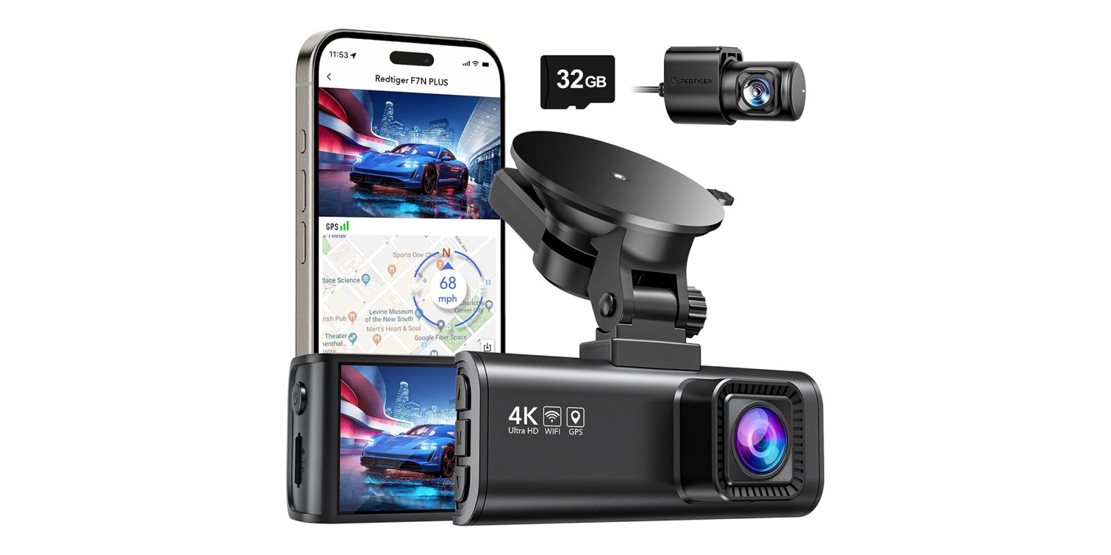 A car camera and a phone