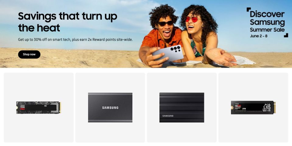 Image showing listings from Samsung Discover sale.
