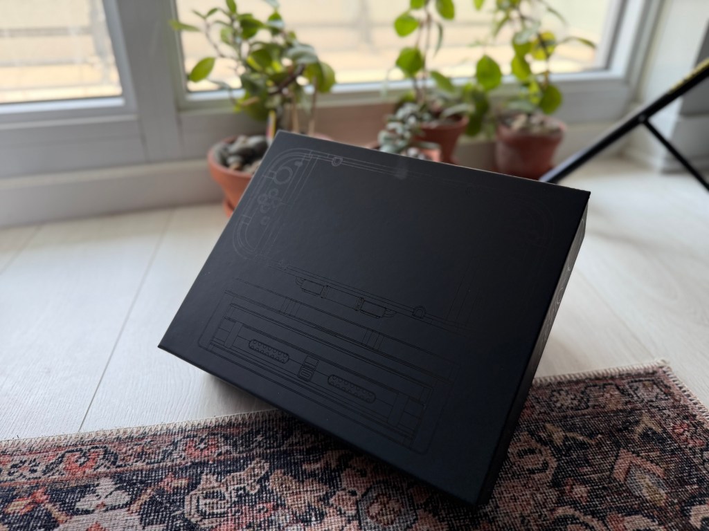 A black box on a rug