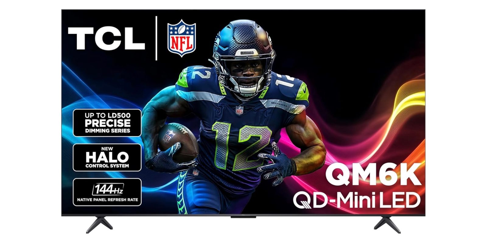 A football player on a television