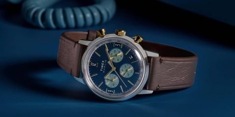 A watch with a leather strap