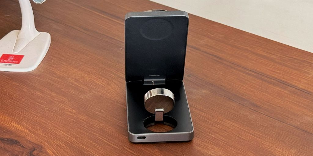 A phone case with a round object inside