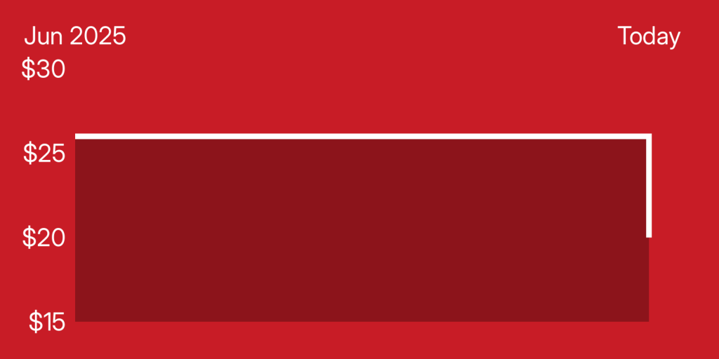 A red rectangular object with white lines