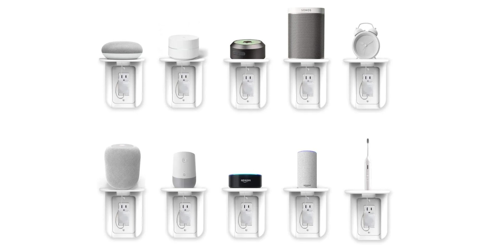 A group of electrical devices on shelves