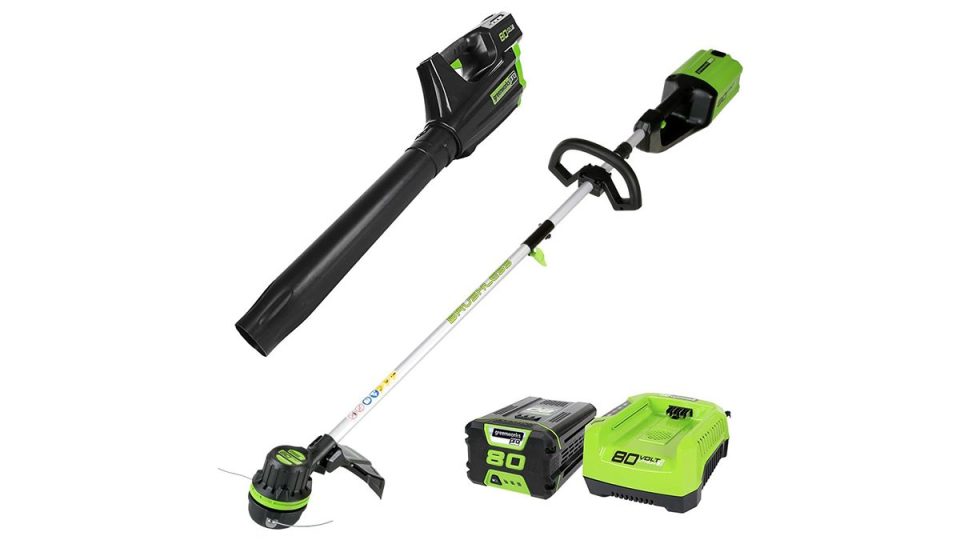 A green and black lawn mower