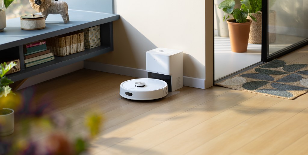 A robot vacuum cleaner on the floor