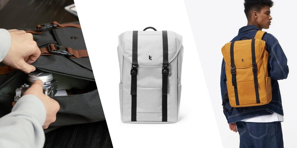 A collage of a backpack