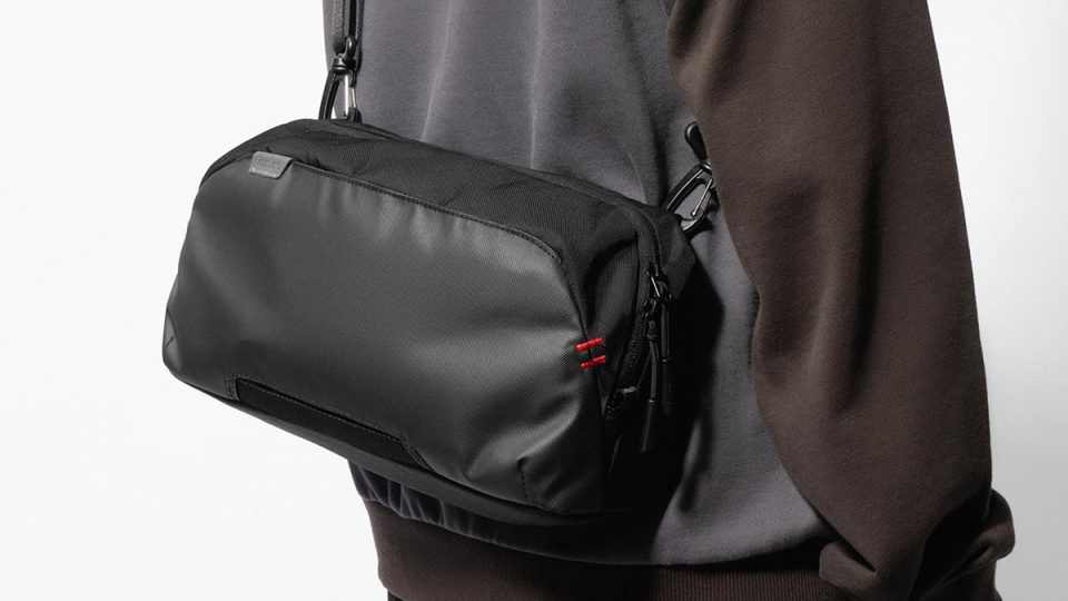 A person wearing a black bag