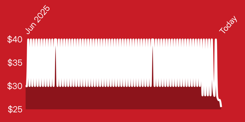 A red and white rectangular object