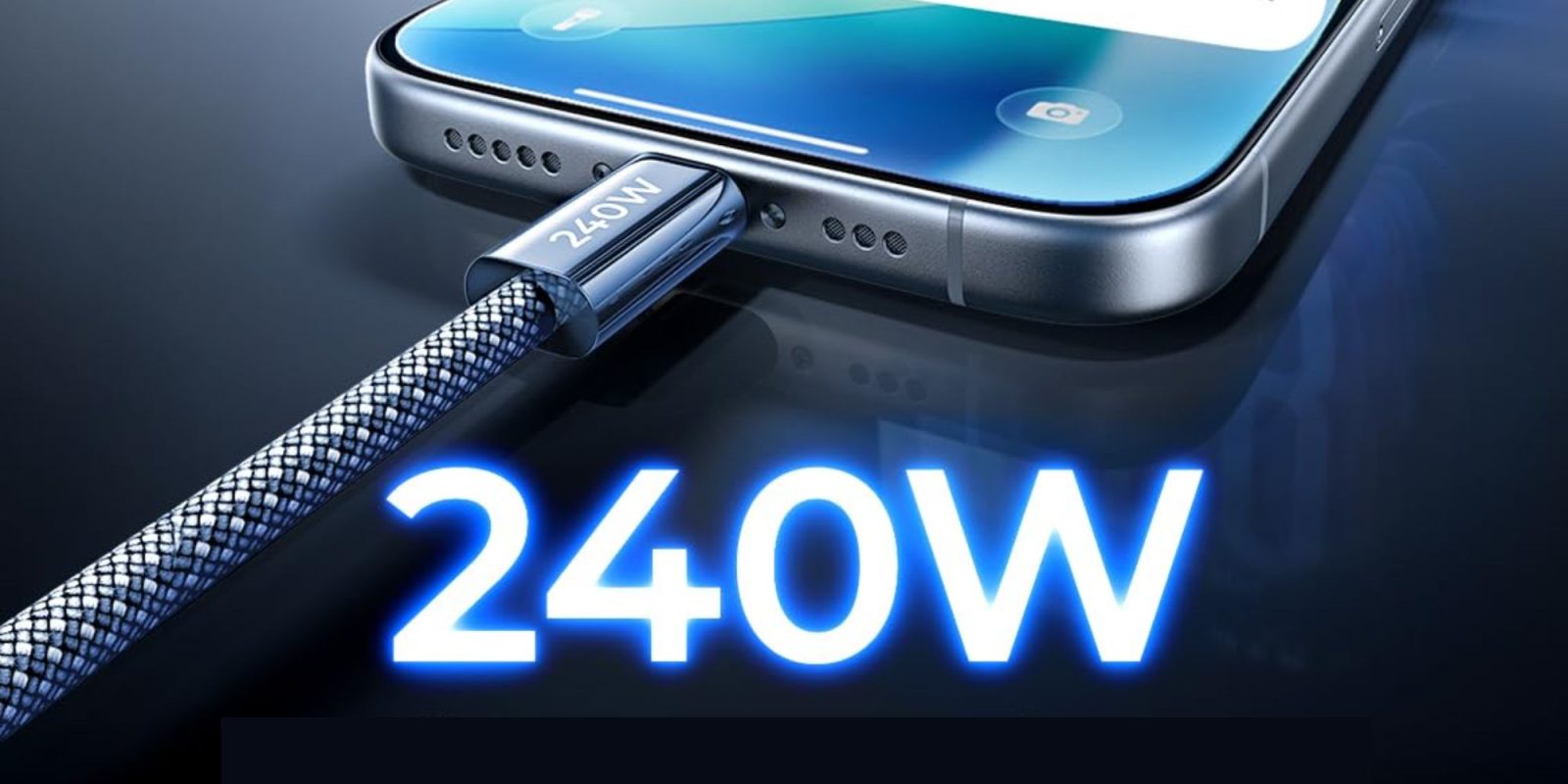 A phone charging with a cable