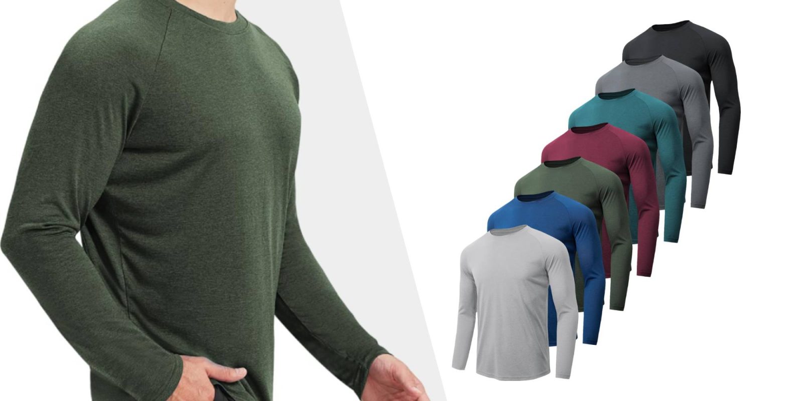 A man's body with long sleeved shirt