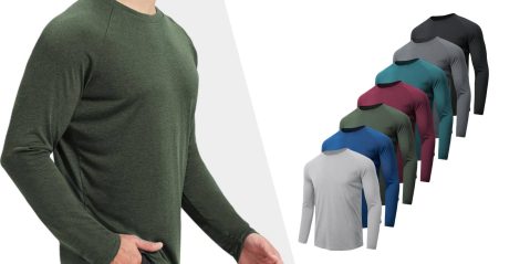 A man's body with long sleeved shirt