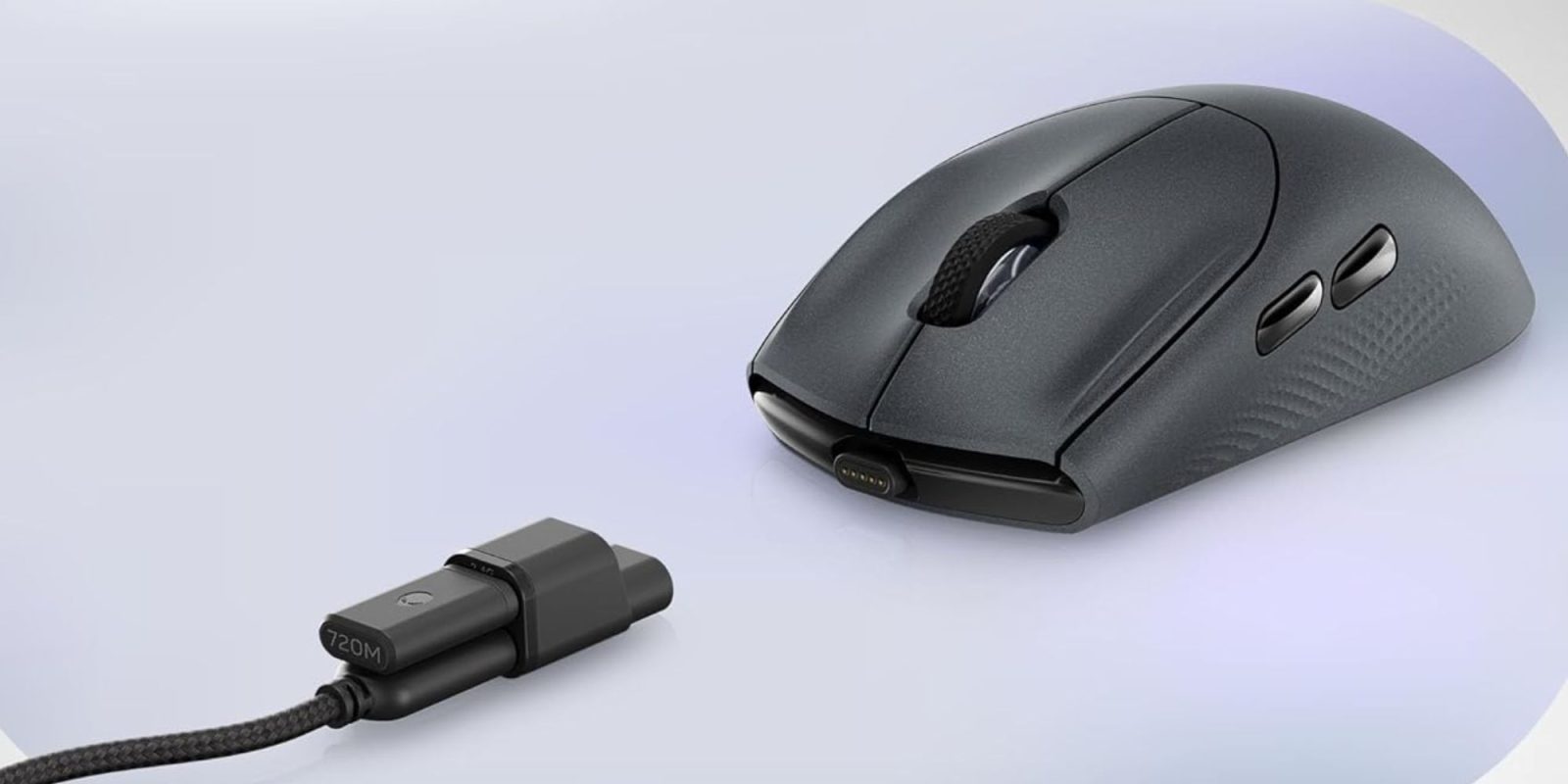 Image showing a render of Alienware's tri-mode wireless gaming mouse in black.