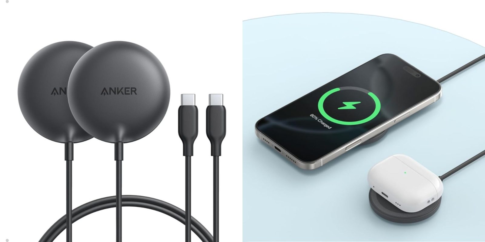Image showing renders of Anker's 2-pack of Zoloe 15W Qi2 charger.