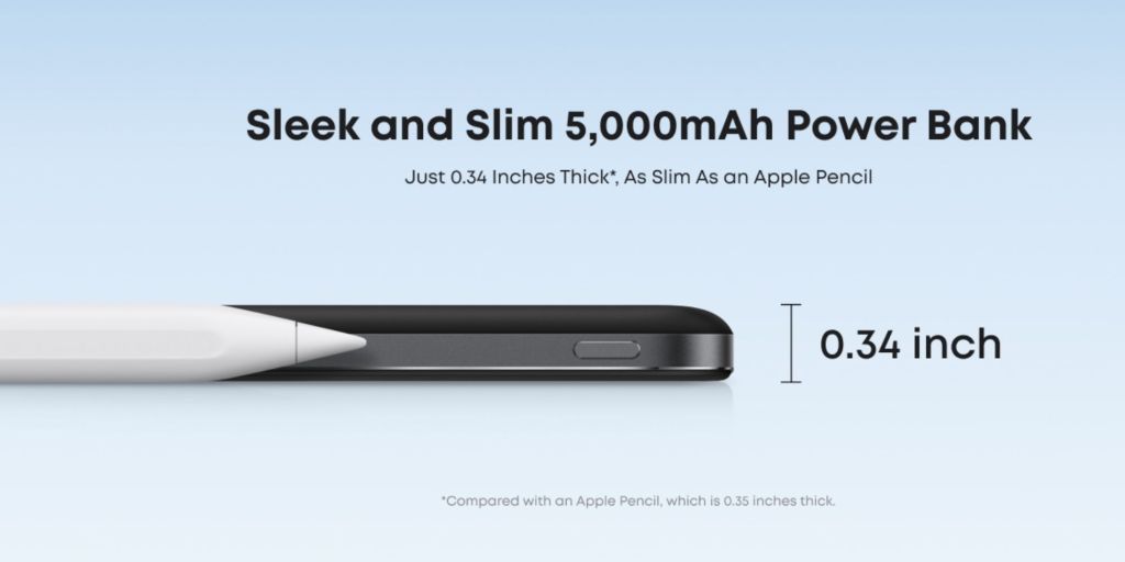 Image showing a size comparison for Anker power bank and Apple Pencil.