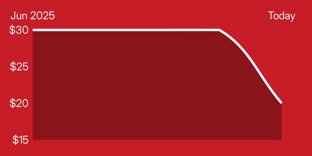 A red rectangular object with white lines