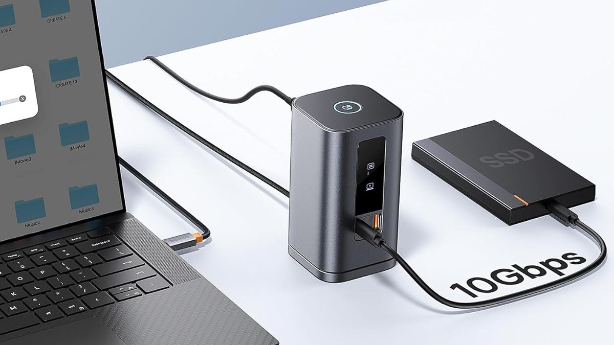 A black device with a black power cord