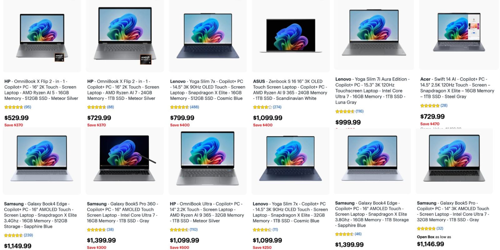 Image showing listings from Best Buy.