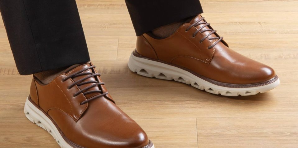 A pair of brown shoes