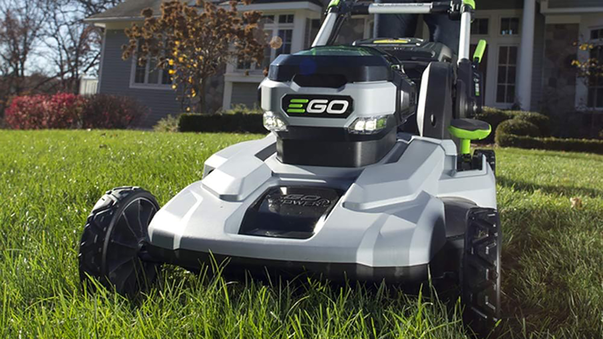 A lawn mower on grass