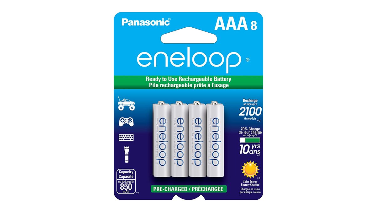 A pack of batteries in a package