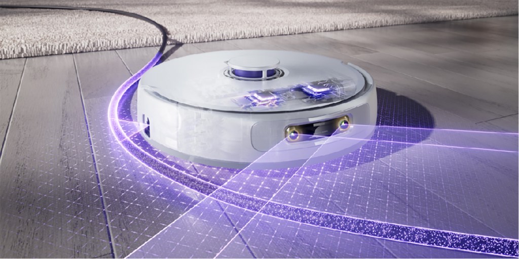 A robot vacuum cleaner on a floor