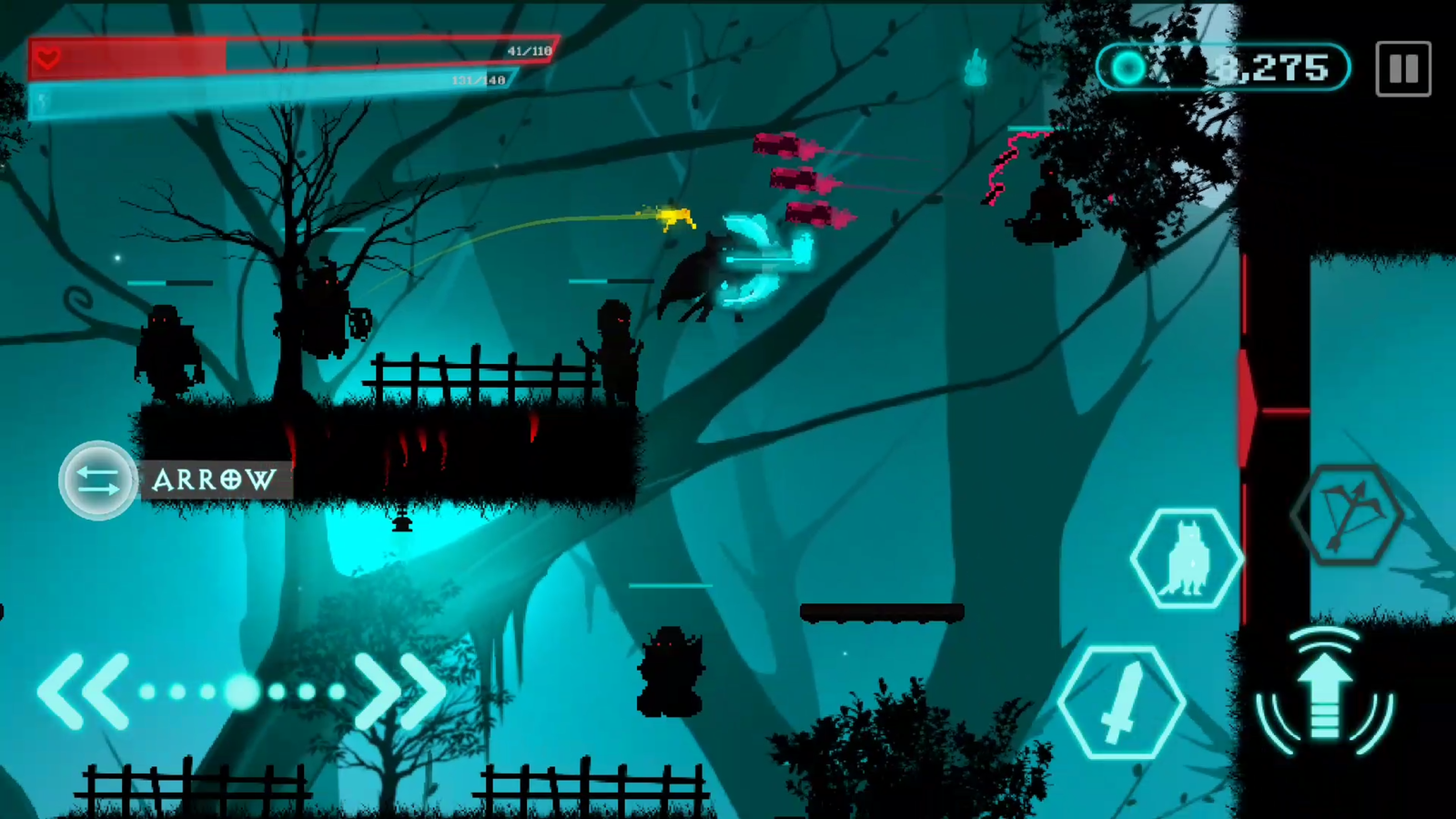 A video game screen with trees and a couple of people