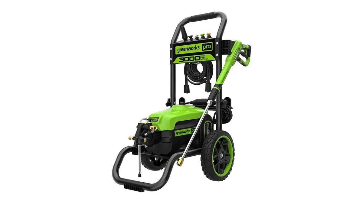 A green and black pressure washer