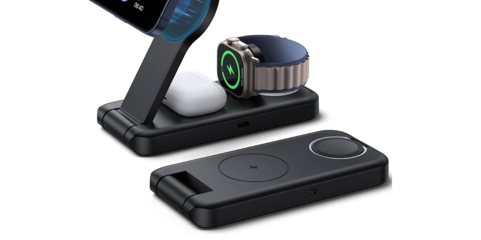 A smart watch and a smart watch on a wireless charger