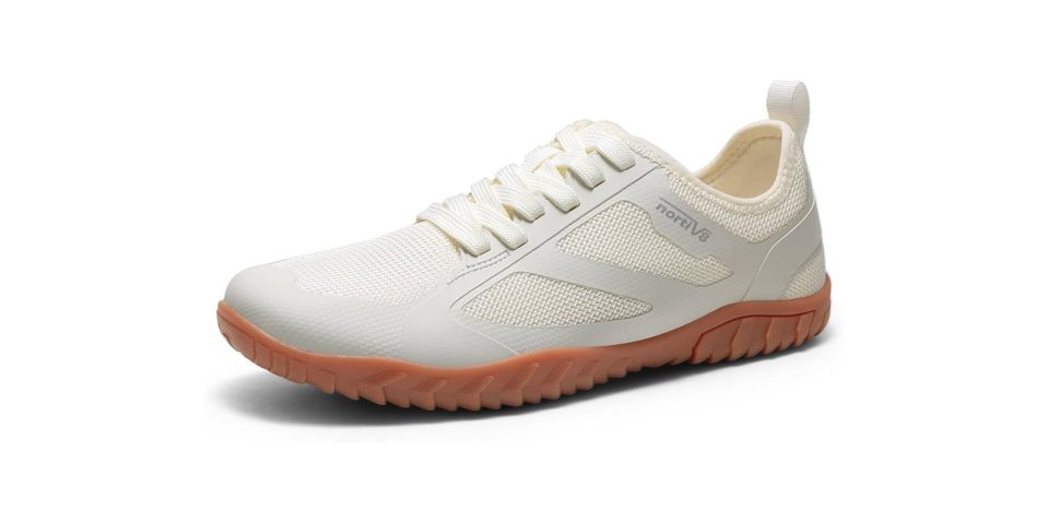 A white and orange shoe
